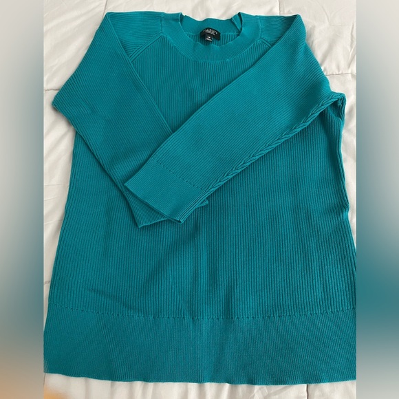 Talbots Blue Crew Neck Sweater with Ribbed Knit - Picture 1 of 3